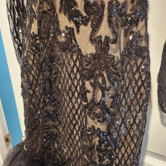 Long formal sequin lace detail dress - Picture 4 of 6